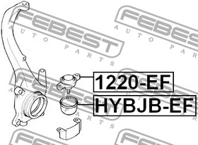 Фото 1/6 1220-EF, 1220EF_опора шаровая нижняя! с гайкой\ Hyundai XG/Magentis 2.0-2.5 V6 98