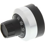 H-516-6M, 22.8mm Black, Chrome Potentiometer Knob for 6mm Shaft Splined, H-516-6M