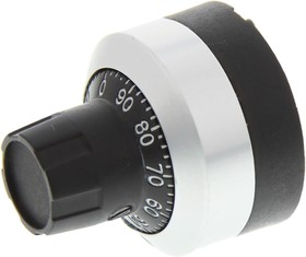 Фото 1/3 22.8mm Black, Chrome Potentiometer Knob for 6mm Shaft Splined, H-516-6M