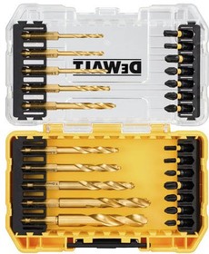 DT70748T-QZ, 24-Piece Twist Drill Bit Set for Metal, 10mm Max, 3mm Min, HSS-G Titanium Bits