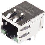 HFJ11-2450E-L11RL, Modular Connectors / Ethernet Connectors 10/100 1x1 Tab Down RJ45 w/mag G/G LED