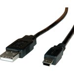 11.02.8730-10, USB 2.0 Cable, Male USB A to Male Mini USB B Cable, 3m