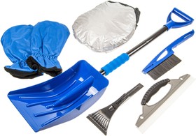 Набор автомобилиста (сумка,лопата, щетка,скребок, водосгон,перчатки,экран лоб. стекла) MEGAPOWER
