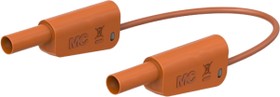 Measuring lead with (4 mm lamella plug, straight) to (4 mm lamella plug, straight), 1.5 m, orange, silicone, 1.0 mm², CAT II, CAT III