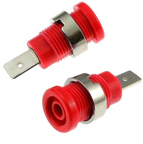 Z017 4mm RED, Гнездо Z017 4 мм красный, на панель под пайку