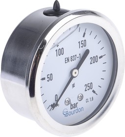 Фото 1/3 G 1/4 Analogue Pressure Gauge 250bar Back Entry, MIT3F22B35, With RS Calibration, 0bar min.