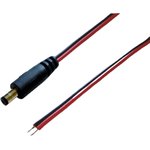 DC connection cable, Plug 2.1 x 5.5 mm, straight, open end, red/black, 075900