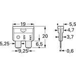 Automotive flat fuse, 4 A, 32 V, pink, (L x W x H) 19 x 5.5 x 20 mm, 340023