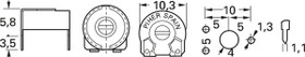 Layered trimmer potentiometer, 100 kΩ, 0.15 W, THT, on top, PT 10 LV 100K