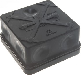 Фото 1/10 60-0210-9005, Коробка распределительная для прямого монтажа двухкомпонентная безгалогенная (HF) черная 80х80х40 (132шт/кор)