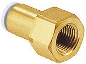 KQ2F04-01A, KQ2 Series Straight Threaded Adaptor, Rc 1/8 Female to Push In 4 mm, Threaded-to-Tube Connection Style