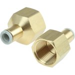 KQ2F06-03A, KQ2 Series Straight Threaded Adaptor, Rc 3/8 Female to Push In 6 mm ...