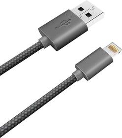 Дата-кабель CE-608 USB A - 8-pin, 1A, 1 метр, текстиль, черный CE-608B