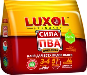 Клей обойный LUXOL ила ПВА универсальный (Standart) 100гр.мягкая пачка, 3-4 рул. (11608224)