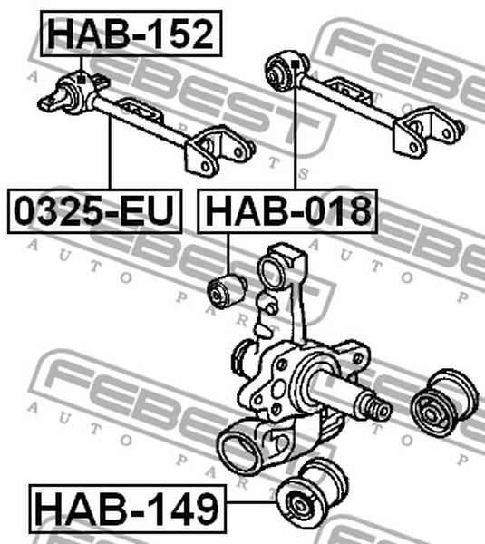 HAB-018, Сайлентблок заднего рычага, HONDA CIVIC EU/EP/ES 2001
