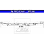 24.3727-0184.2, Трос руч.тормоза VW T5 L=1303мм