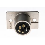 NC4MP, Panel Mount XLR Connector, Male, 50 V, 4 Way, Silver over Nickel Plating