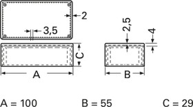 ABS enclosure, (L x W x H) 100 x 55 x 29 mm, gray (RAL 9018), COFFER 1.5 GRAU