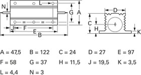 Wirewound resistor, 2.7 Ω, 150 W, ±5 %