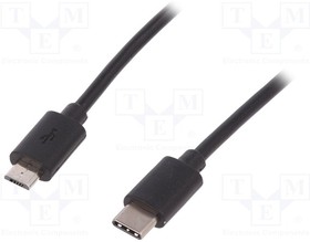 Фото 1/2 AK-300137-018-S, Cable; USB 3.0; USB B micro plug,USB C plug; nickel plated; 1.8m