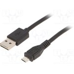 CC-MUSB2D-1M, Кабель; USB 2.0; вилка USB A,вилка micro USB B; позолота; 1м