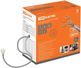 SQ0107-0101, Кабель витая пара, серый 4х2х24AWG (305м) solid, ПВХ, TDM Electric