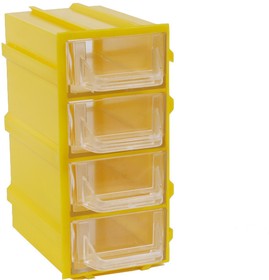 Фото 1/3 К5 Желтый, Ячейки, желтый корпус прозрачный контейнер 4 секции, 49х82х100мм