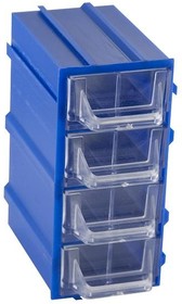 Фото 1/8 К5-В1 Синий, Ячейки, синий корпус прозрачный контейнер 4 секции, с вертикальной перегородкой 49х82х100мм
