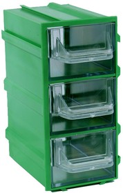 Фото 1/3 К4 Зеленый, Ячейки, зеленый корпус прозрачный контейнер 3 секции, 49х82х100мм