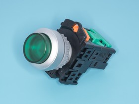 Фото 1/6 TN2IA2GN-1A, Кнопка управления выступающая, с подсветкой, с фиксацией, d 30 мм, НР, зеленая