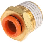 KQ2H07-35AS, KQ2 Series Straight Threaded Adaptor, NPT 1/4 Male to Push In 1/4 ...
