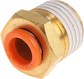 Фото 1/2 KQ2H07-35AS, KQ2 Series Straight Threaded Adaptor, NPT 1/4 Male to Push In 1/4 in, Threaded-to-Tube Connection Style