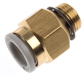 Фото 1/2 KQ2H08-U01A, KQ2 Series Straight Threaded Adaptor, Uni 1/8 Male to Push In 8 mm, Threaded-to-Tube Connection Style