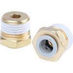 KQ2H10-04AS, KQ2 Series Straight Threaded Adaptor, R 1/2 Male to Push In 10 mm ...