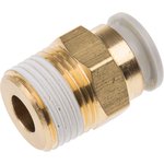 KQ2H10-03AS, KQ2 Series Straight Threaded Adaptor, R 3/8 Male to Push In 10 mm ...
