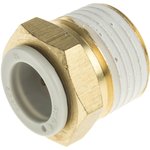 KQ2H12-04AS, KQ2 Series Straight Threaded Adaptor, R 1/2 Male to Push In 12 mm ...