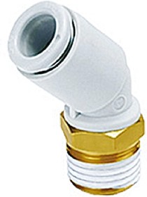 KQ2K06-01AS, KQ2 Series Elbow Threaded Adaptor, R 1/8 Male to Push In 6 mm, Threaded-to-Tube Connection Style