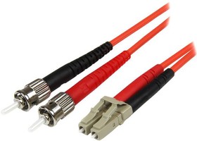 Фото 1/3 50FIBLCST1, LC to ST Duplex Multi Mode OM2 Fibre Optic Cable, 50/125μm, Orange, 1m