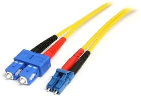 Фото 1/3 SMFIBLCSC10, LC to SC Duplex Single Mode OS1 Fibre Optic Cable, 9/125μm, Yellow, 10m