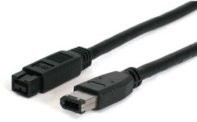 1394_96_6, Male Firewire to Male Firewire Cable, Black, 1.8m