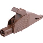 66.9575-27, Crocodile Clip 4 mm Connection, Brass Contact, 32A, Brown