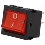 RSSM2014C3RD, ROCKER; DPST; Pos: 2; ON-OFF; 6A/250VAC; red; neon lamp; 35m?