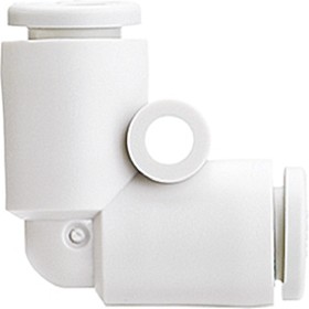 KQ2L07-00A, KQ2 Series Elbow Tube-toTube Adaptor, Push In 1/4 in to Push In 1/4 in, Tube-to-Tube Connection Style