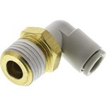 KQ2L06-02AS, KQ2 Series Elbow Threaded Adaptor, R 1/4 Male to Push In 6 mm ...