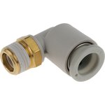 KQ2L08-01AS, KQ2 Series Elbow Threaded Adaptor, R 1/8 Male to Push In 8 mm ...