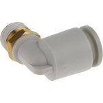 KQ2L08-01AS, KQ2 Series Elbow Threaded Adaptor, R 1/8 Male to Push In 8 mm ...
