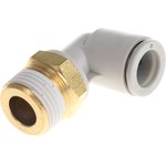 KQ2L10-03AS, KQ2 Series Elbow Threaded Adaptor, R 3/8 Male to Push In 10 mm ...