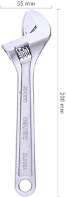 Фото 1/3 Ключ разводной Deli DL008A 200мм, диапазон регулировки 0-28мм, инструментальная сталь, хромированная отделка (11608511)
