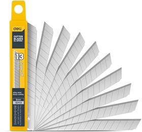 Лезвия сменные для ножа Deli DL-DP092 9мм*10шт сталь 75# 2-ступенчатое лезвие 98402 (11608440)