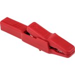 932435101-, Crocodile Clip 4 mm Connection, Brass Contact, 25A, Red